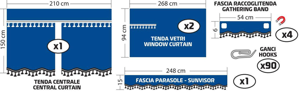 Luxury Pro-Cabin, set tende in poliestere per camion - Rosso/Nero
