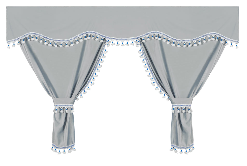 Luxury Pro-Cabin, set tende in poliestere per camion - Argento/Blu