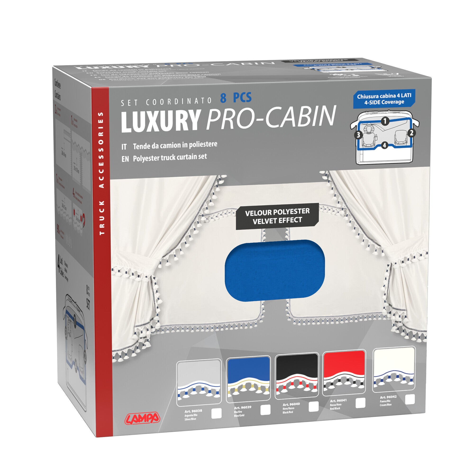Luxury Pro-Cabin, set tende in poliestere per camion - Blu/Oro