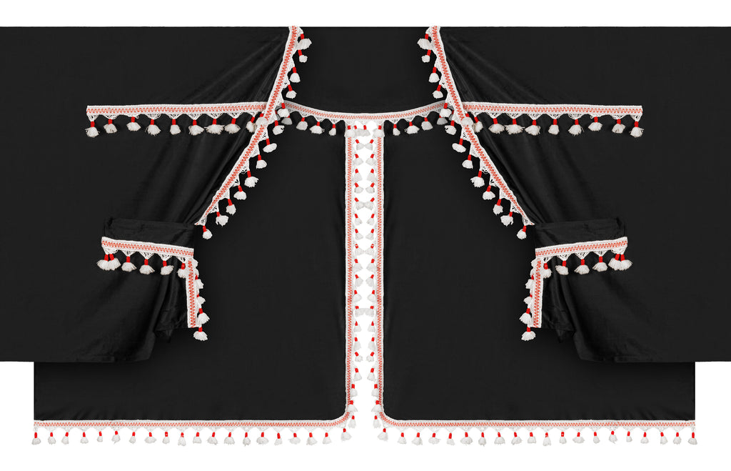 Luxury Pro-Cabin, set tende in poliestere per camion - Nero/Rosso