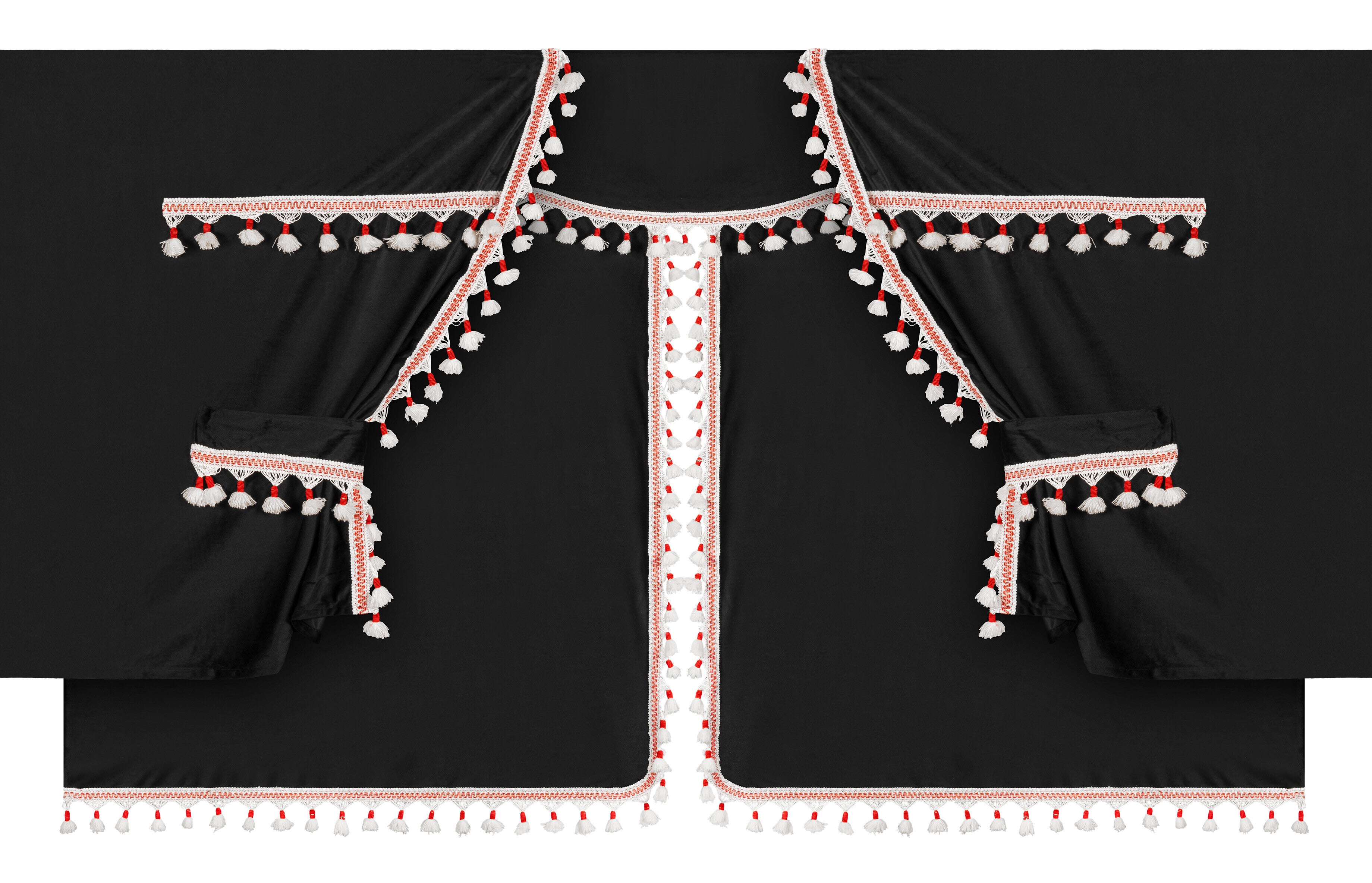 Luxury Pro-Cabin, set tende in poliestere per camion - Nero/Rosso