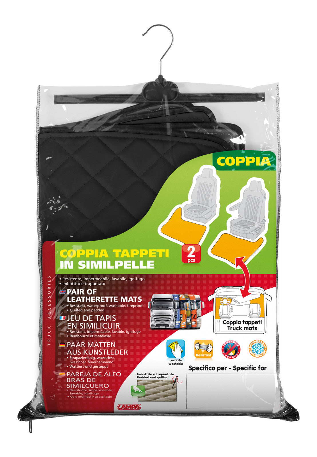 Coppia tappeti in Skeentex - Nero - compatibile per Daf XF 105 (02/04>12/14)