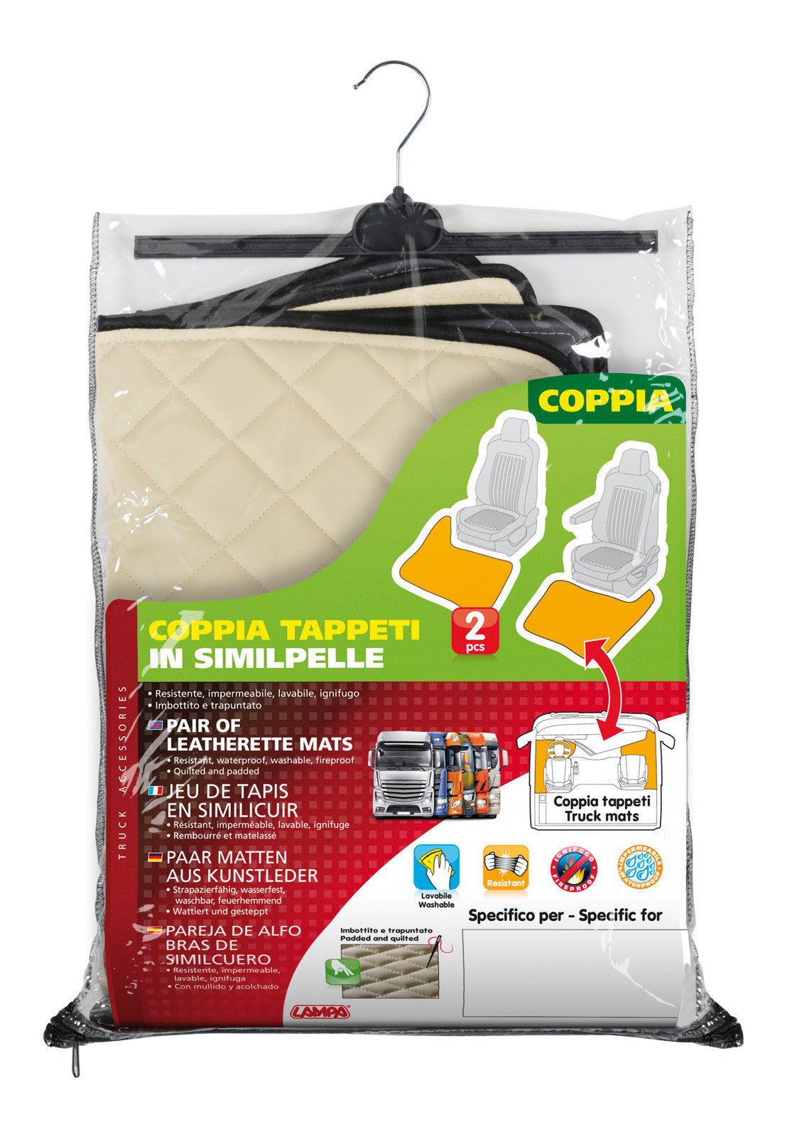 Coppia tappeti in Skeentex - Panna - compatibile per Daf XF 105 (02/04>12/14)