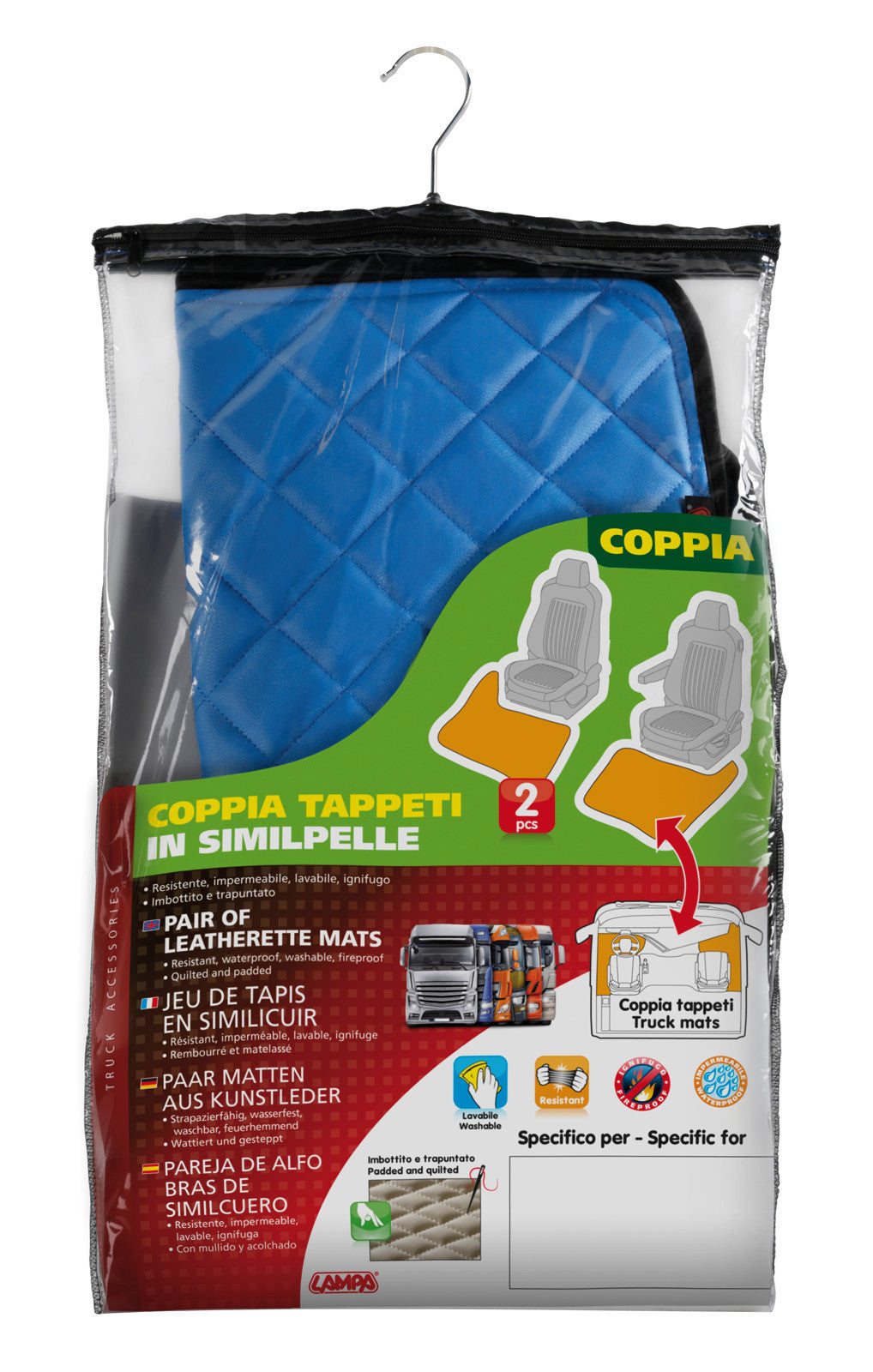 Coppia tappeti in Skeentex - Blu - compatibile per Iveco Stralis (08/02>12/12) - Iveco Stralis (07/12>12/19) - Iveco Stralis Hi-Way (07/12>08/16) - Iveco Stralis XP (09/16>12/19)