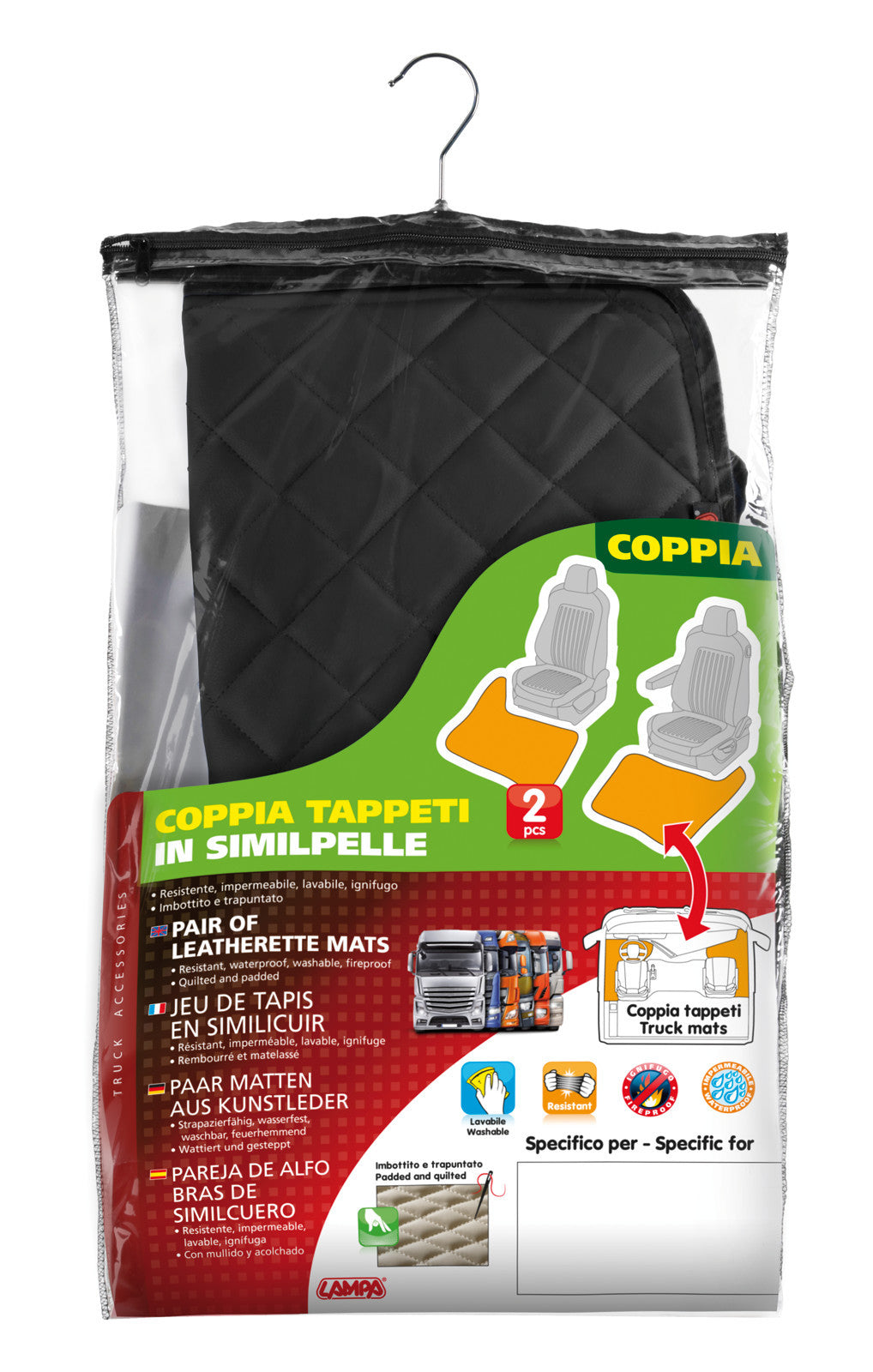 Coppia tappeti in Skeentex - Nero - compatibile per Iveco Stralis (08/02>12/12) - Iveco Stralis (07/12>12/19) - Iveco Stralis Hi-Way (07/12>08/16) - Iveco Stralis XP (09/16>12/19)
