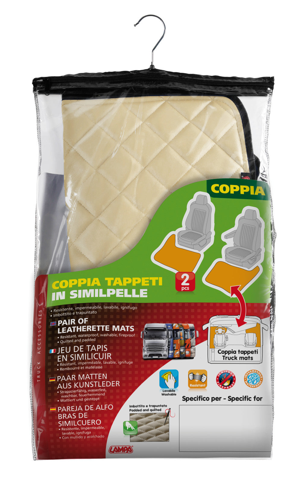 Coppia tappeti in Skeentex - Panna - compatibile per Iveco Stralis (08/02>12/12) - Iveco Stralis (07/12>12/19) - Iveco Stralis Hi-Way (07/12>08/16) - Iveco Stralis XP (09/16>12/19)