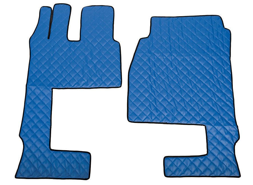 Coppia tappeti in Skeentex - Blu - compatibile per Mercedes Actros MP4 (09/11>09/19) cabina larga, sedile pass. pieghevole, tunnel - Mercedes Actros MP5 (10/19>) cabina larga, sedile pass. pieghevole, tunnel - Mercedes Actros MP5 L (11/21>) cabina larg...