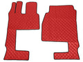 Coppia tappeti in Skeentex - Rosso - compatibile per Mercedes Actros MP4 (09/11>09/19) cabina larga, sedile pass. pieghevole, tunnel - Mercedes Actros MP5 (10/19>) cabina larga, sedile pass. pieghevole, tunnel - Mercedes Actros MP5 L (11/21>) cabina la...
