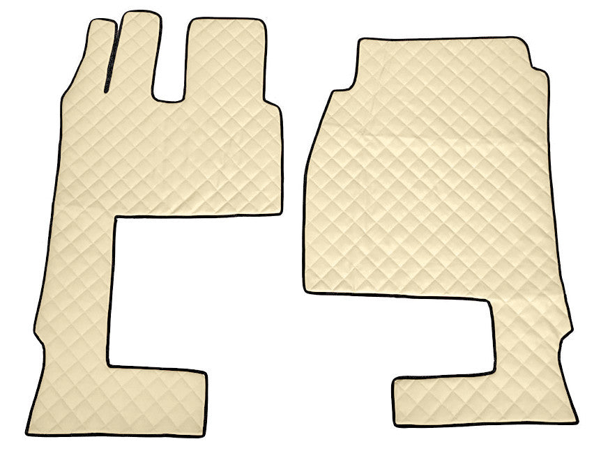 Coppia tappeti in Skeentex - Panna - compatibile per Mercedes Actros MP4 (09/11>09/19) cabina larga, sedile pass. pieghevole, tunnel - Mercedes Actros MP5 (10/19>) cabina larga, sedile pass. pieghevole, tunnel - Mercedes Actros MP5 L (11/21>) cabina la...