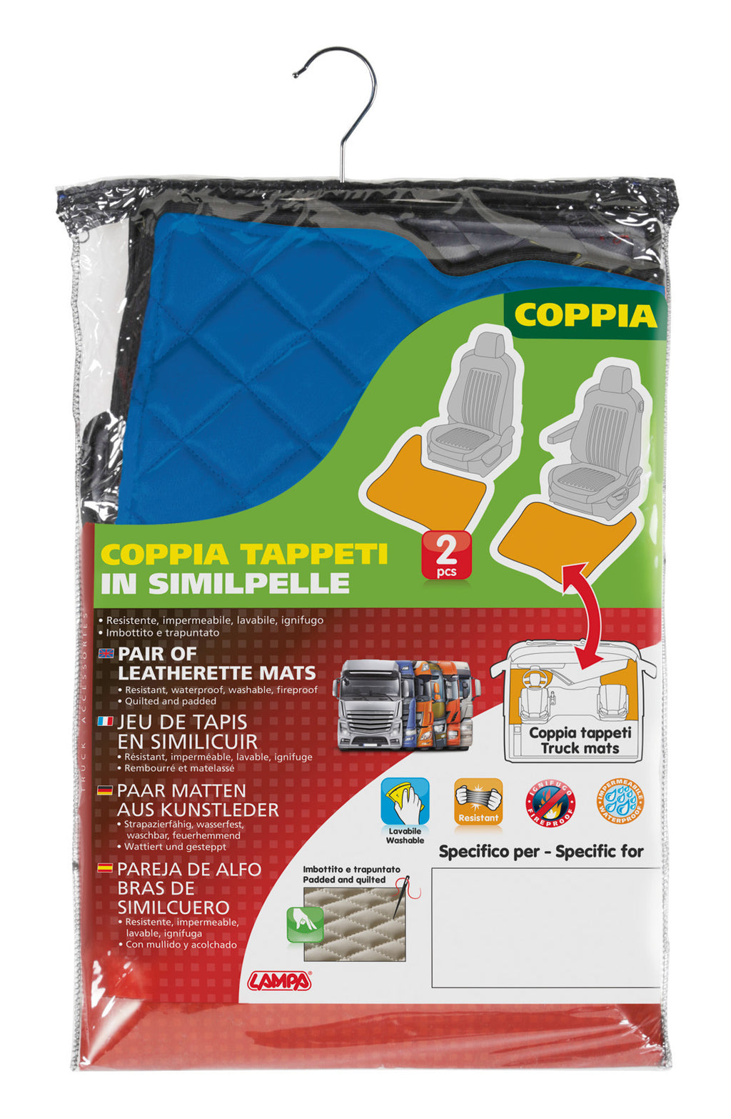 Coppia tappeti in Skeentex - Blu - compatibile per Renault Premium 2 (09/05>12/13)