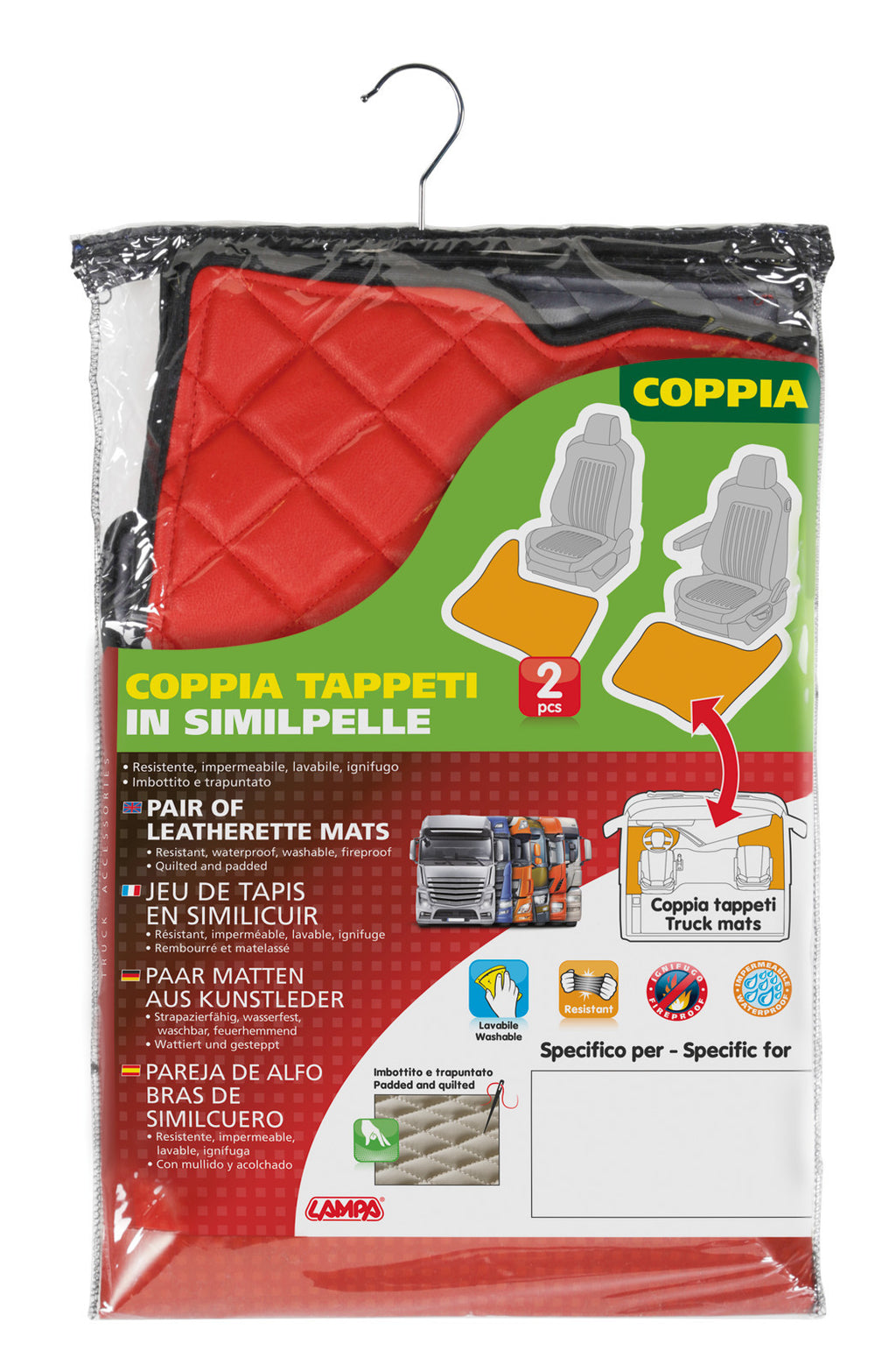 Coppia tappeti in Skeentex - Rosso - compatibile per Renault Premium 2 (09/05>12/13)