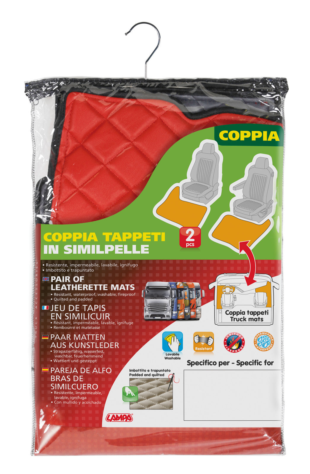 Coppia tappeti in Skeentex - Rosso - compatibile per Renault Premium 2 (09/05>12/13)