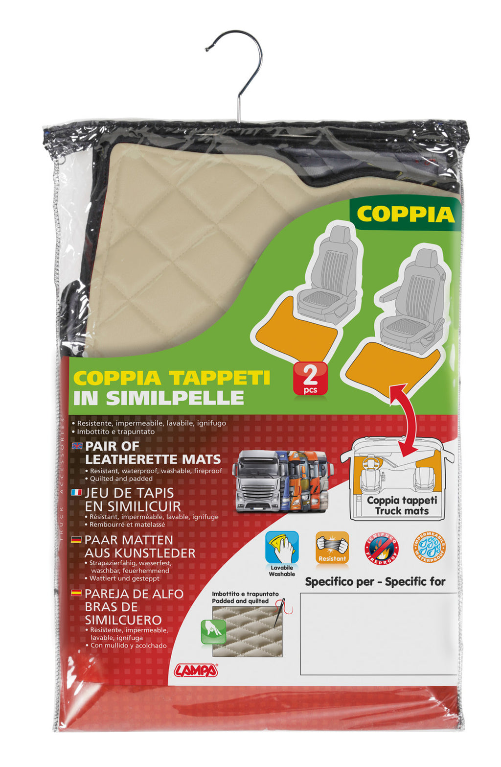 Coppia tappeti in Skeentex - Panna - compatibile per Renault Premium 2 (09/05>12/13)