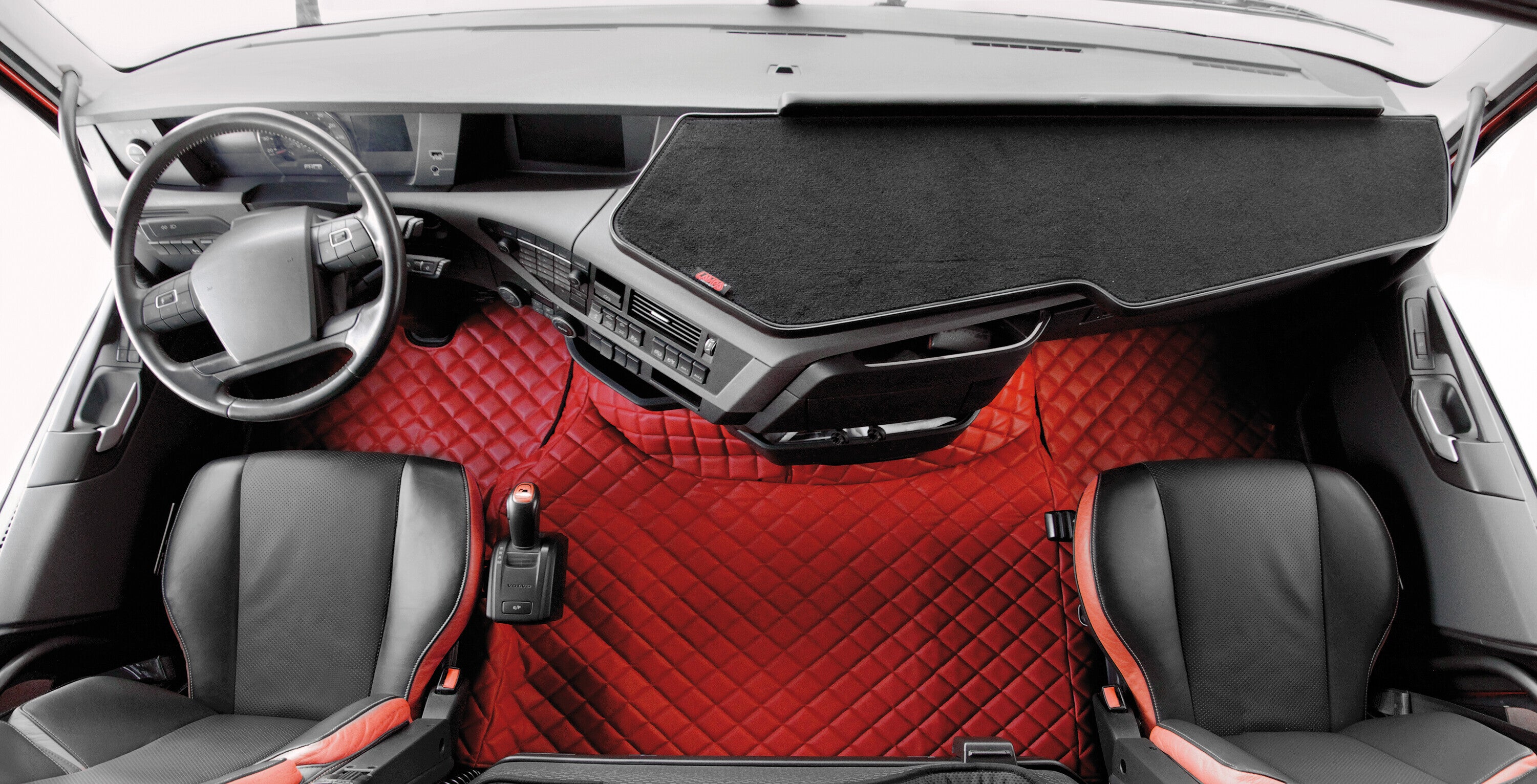 Coppia tappeti in Skeentex - Rosso - compatibile per Volvo FH Serie 4 (09/12>05/21) - Volvo FH Serie 5 (06/21>) - Volvo FH Aero (01/24>) automatico