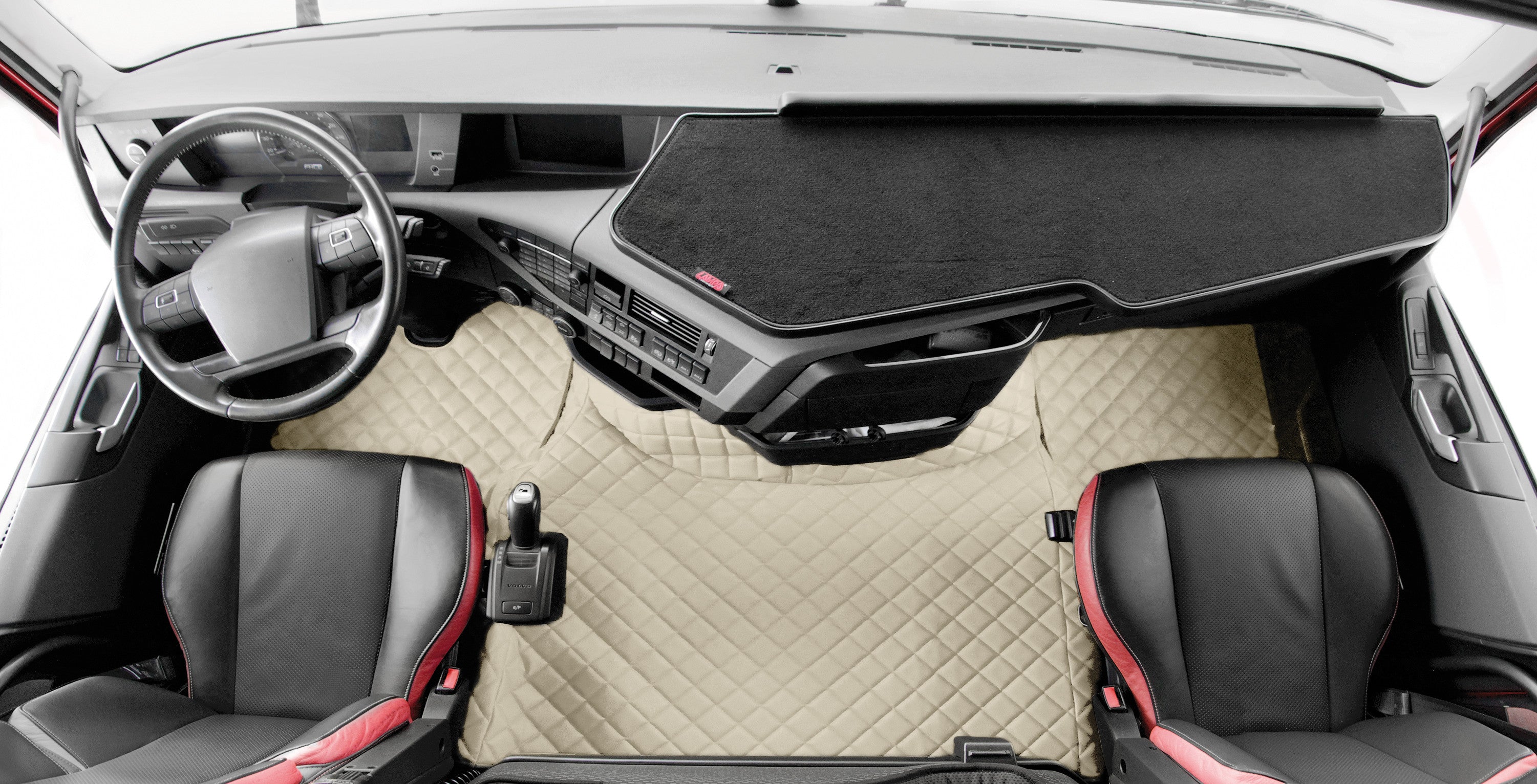 Coppia tappeti in Skeentex - Panna - compatibile per Volvo FH Serie 4 (09/12>05/21) - Volvo FH Serie 5 (06/21>) - Volvo FH Aero (01/24>) automatico
