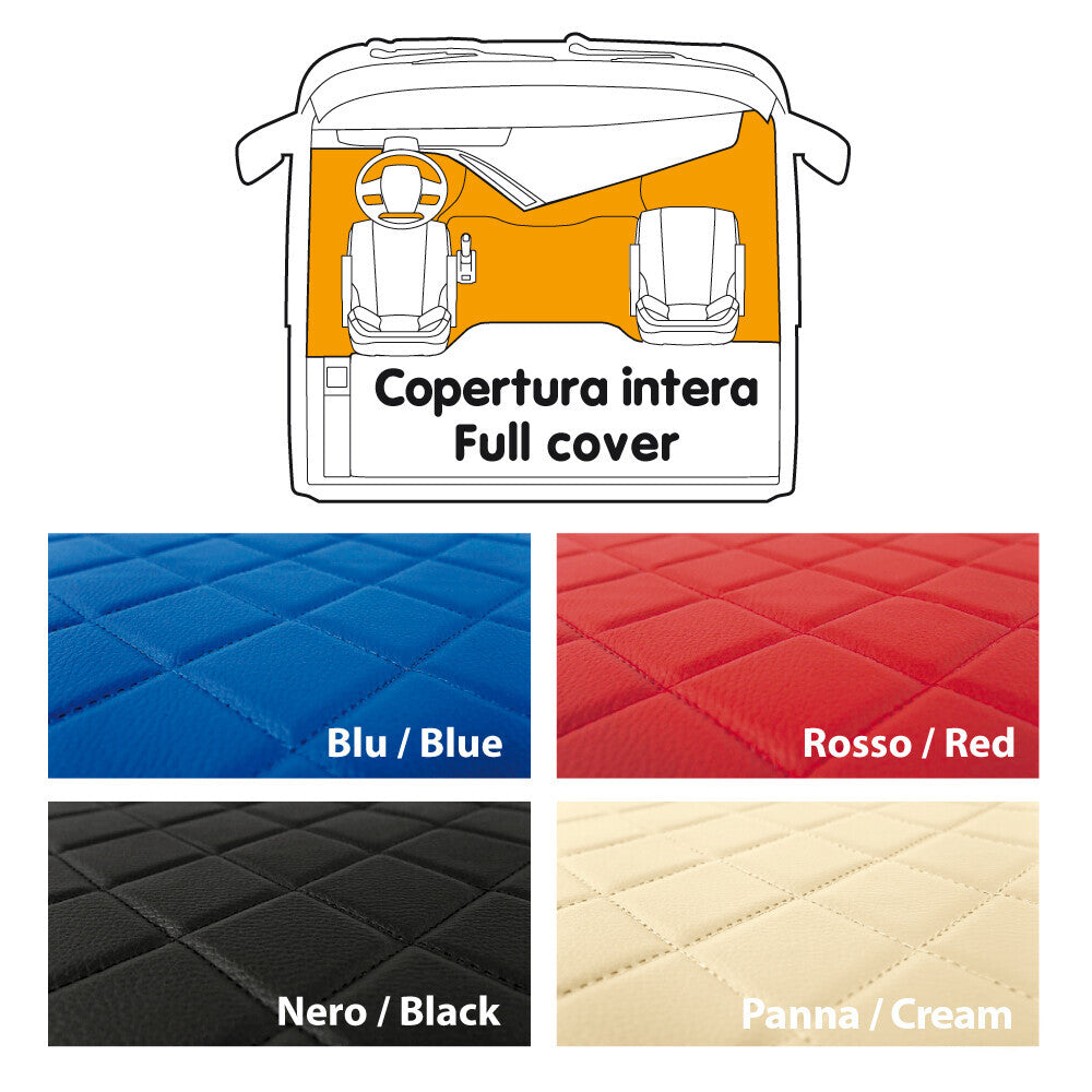 Tappeto unico in Skeentex - Blu - compatibile per Mercedes Actros MP2 (04/03>12/08) no tunnel, sedile fisso - Mercedes Actros MP3 (06/08>12/13) no tunnel, sedile fisso