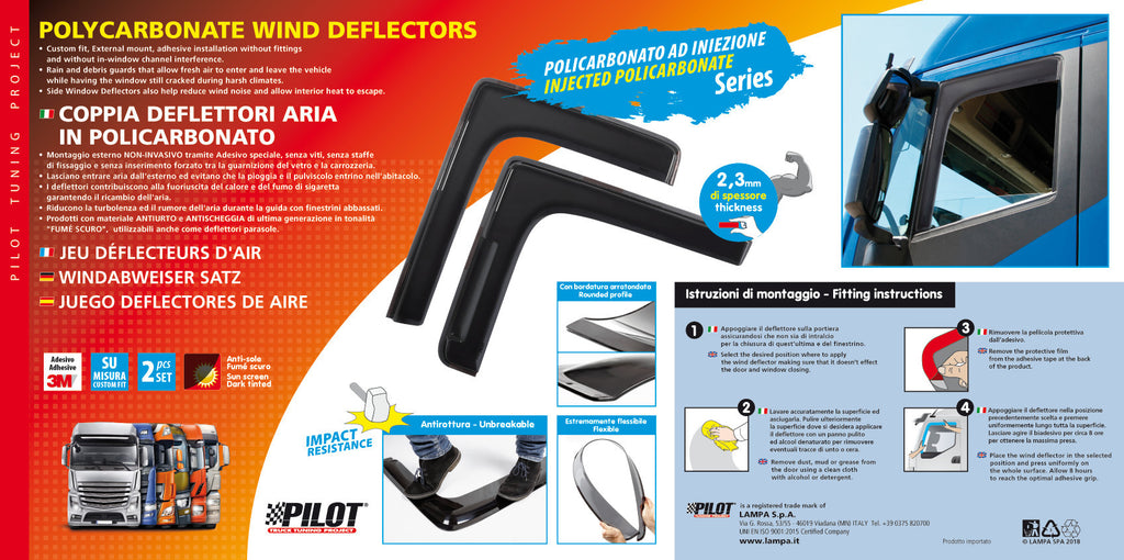 Set deflettori aria in policarbonato - compatibile per Daf XF 105 (02/04>12/14) - Daf XF 95 (11/01>12/07)