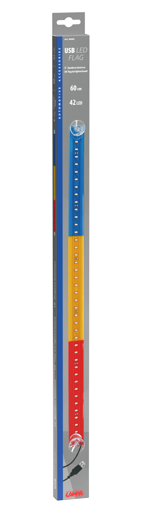 Bandiera luminosa 60 cm, 42 Led, USB - Romania