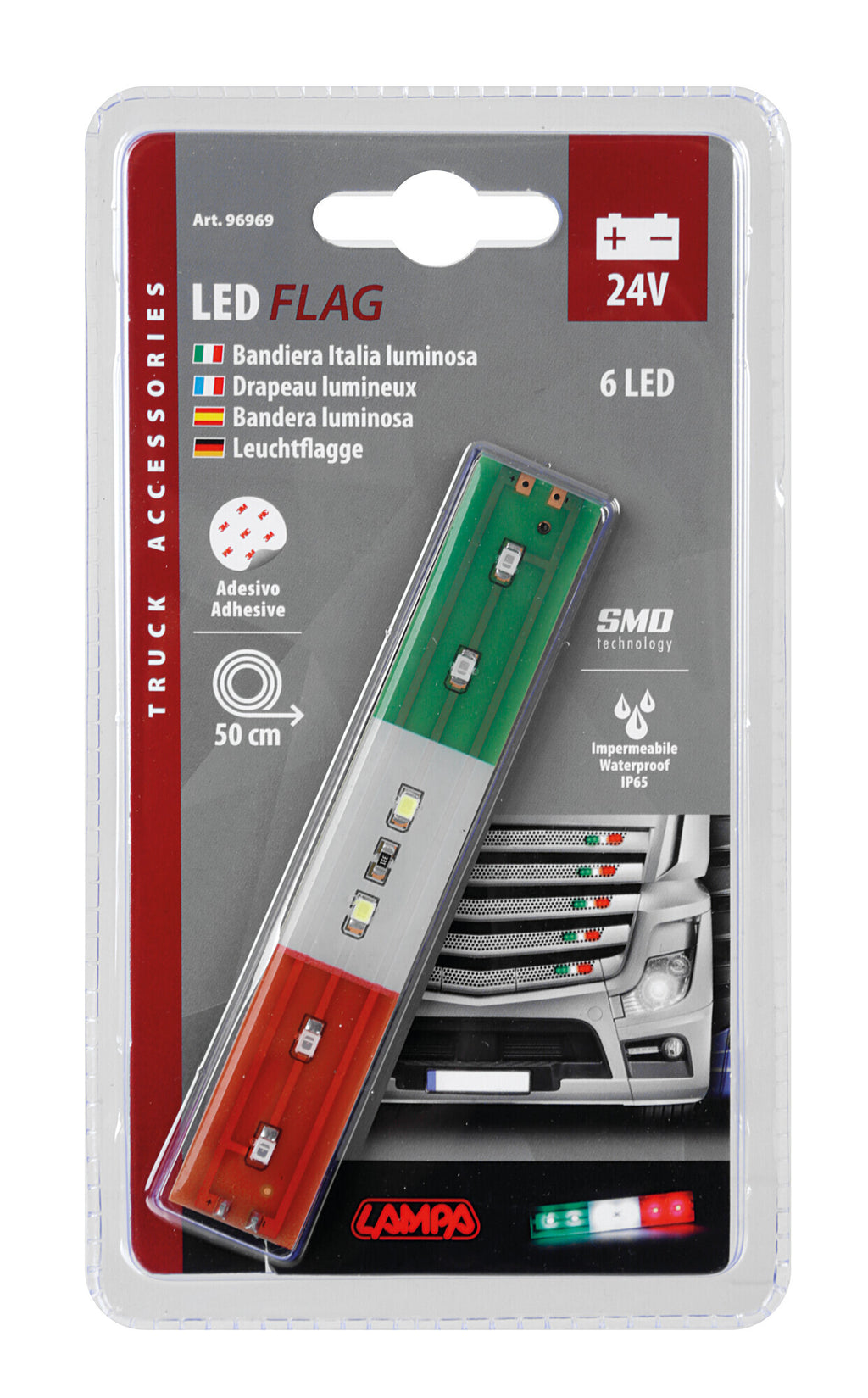 Bandiera Italia luminosa a 6 led, 24V