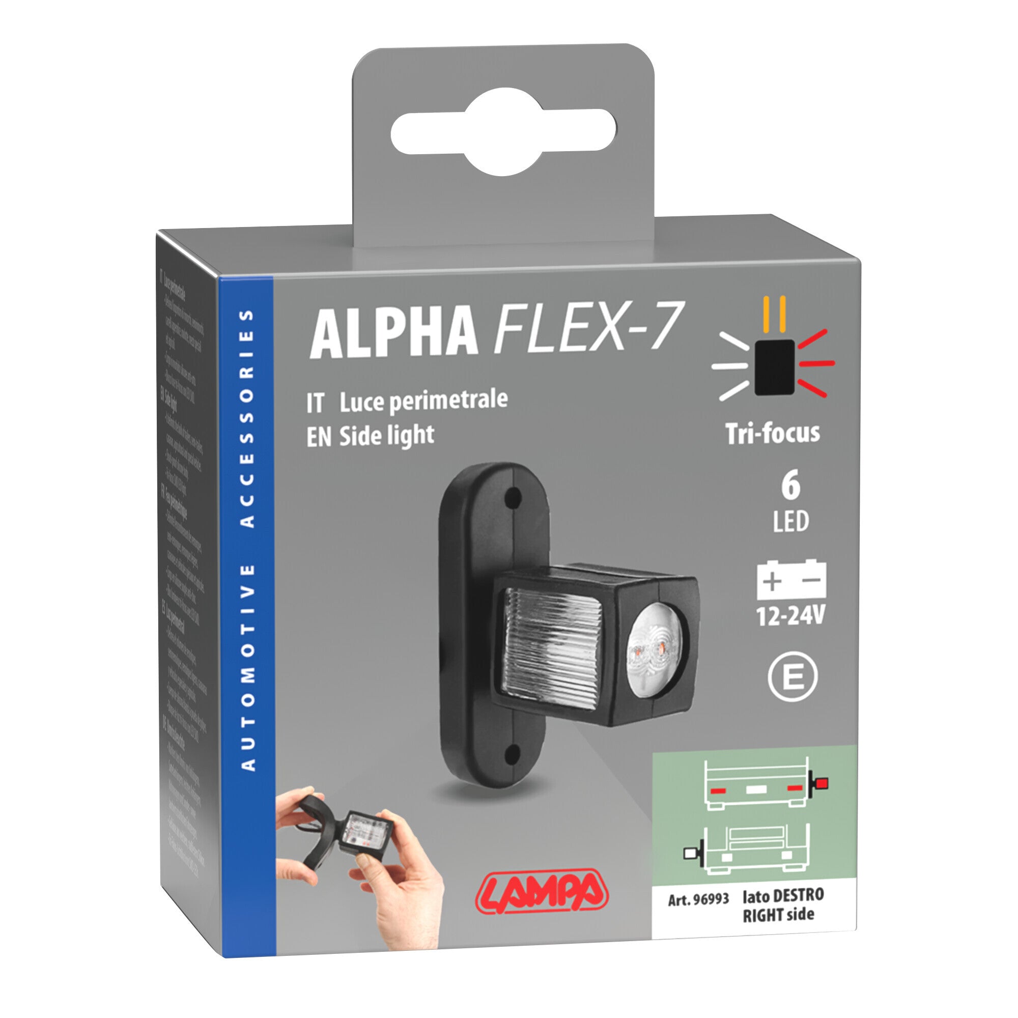 Alpha Flex 7, luce ingombro - 6 Led - 12/24V - Destra