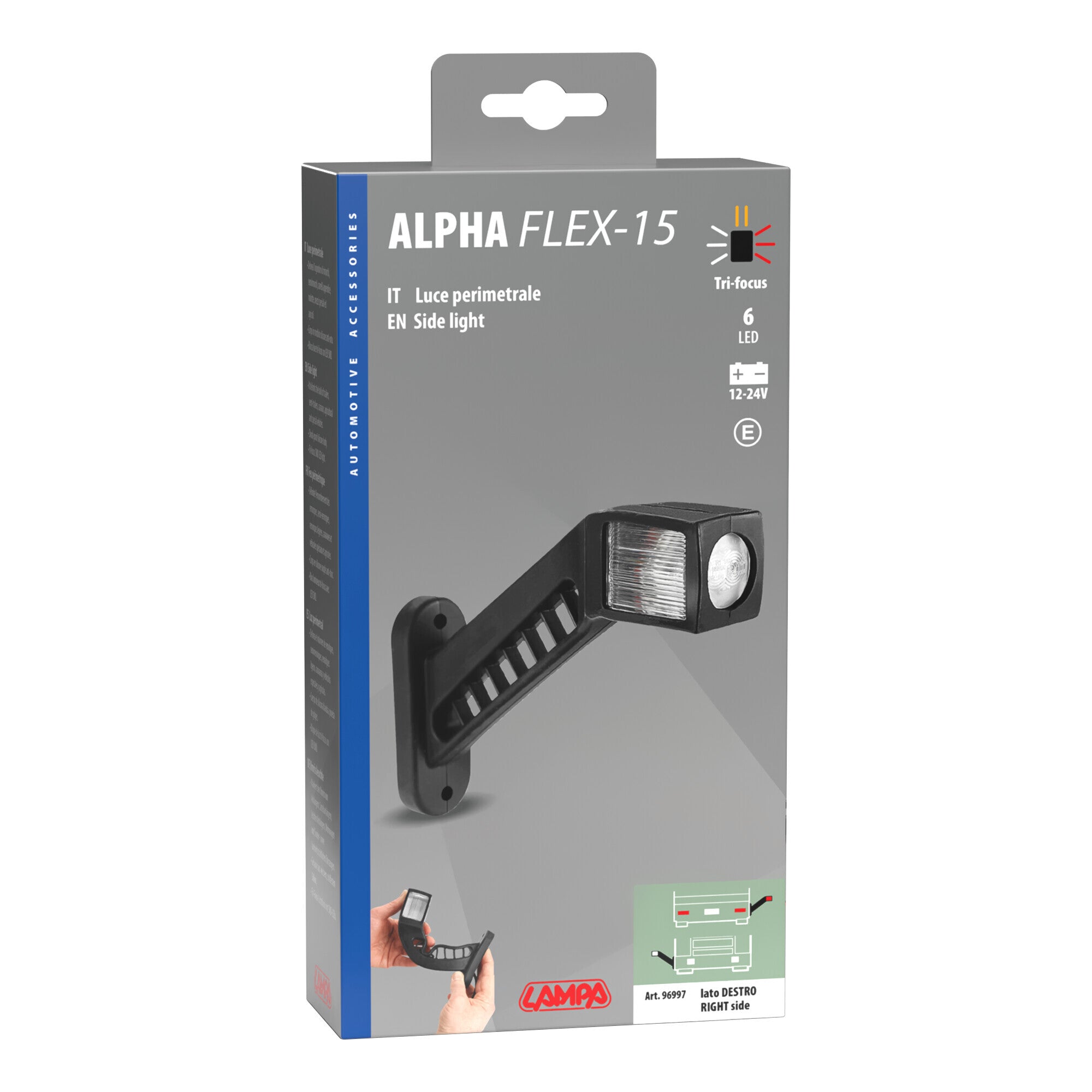 Alpha Flex 15, luce ingombro - 6 Led - 12/24V - Destra