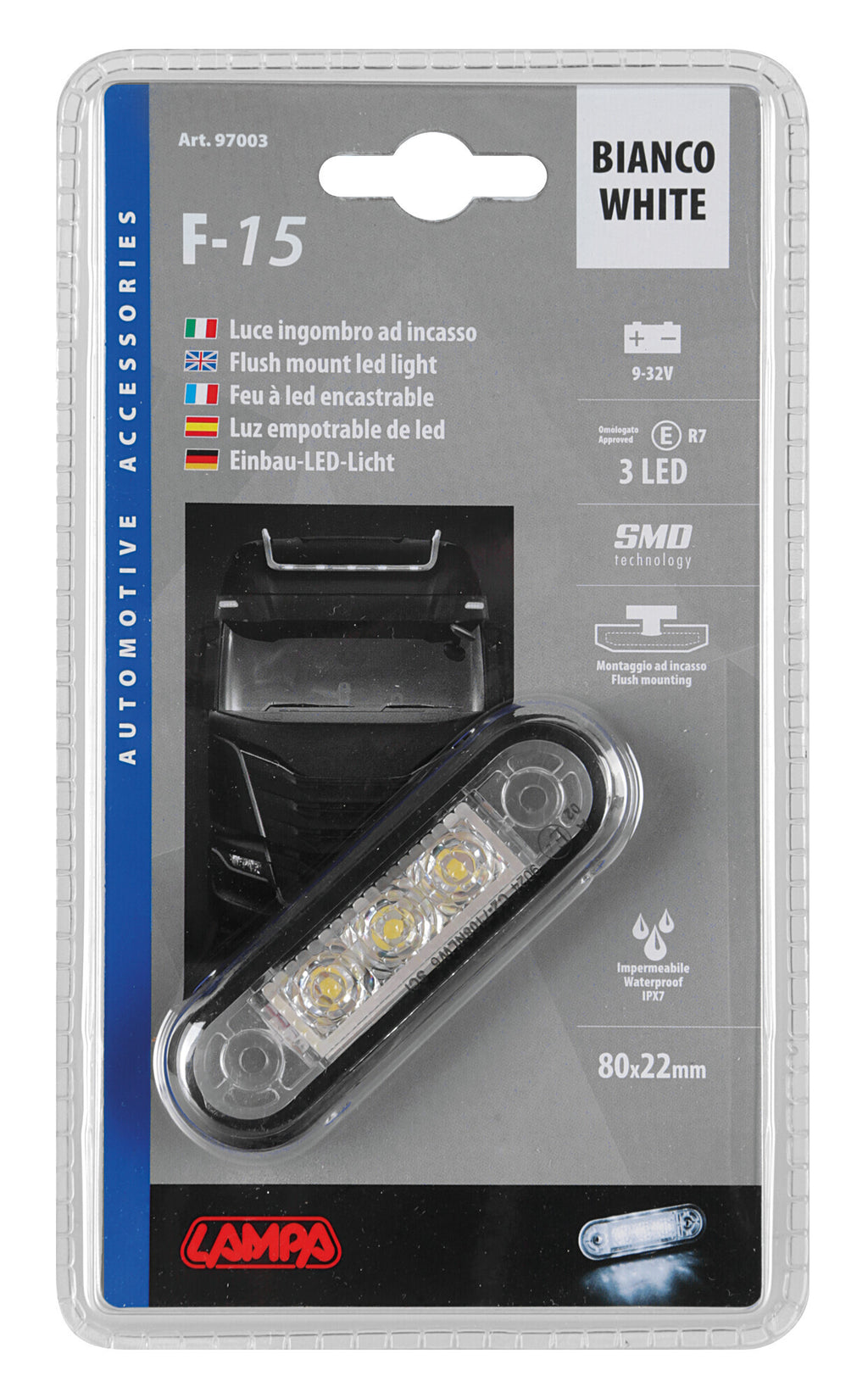 Luce ingombro - 3 Led - 12/24V - Bianco