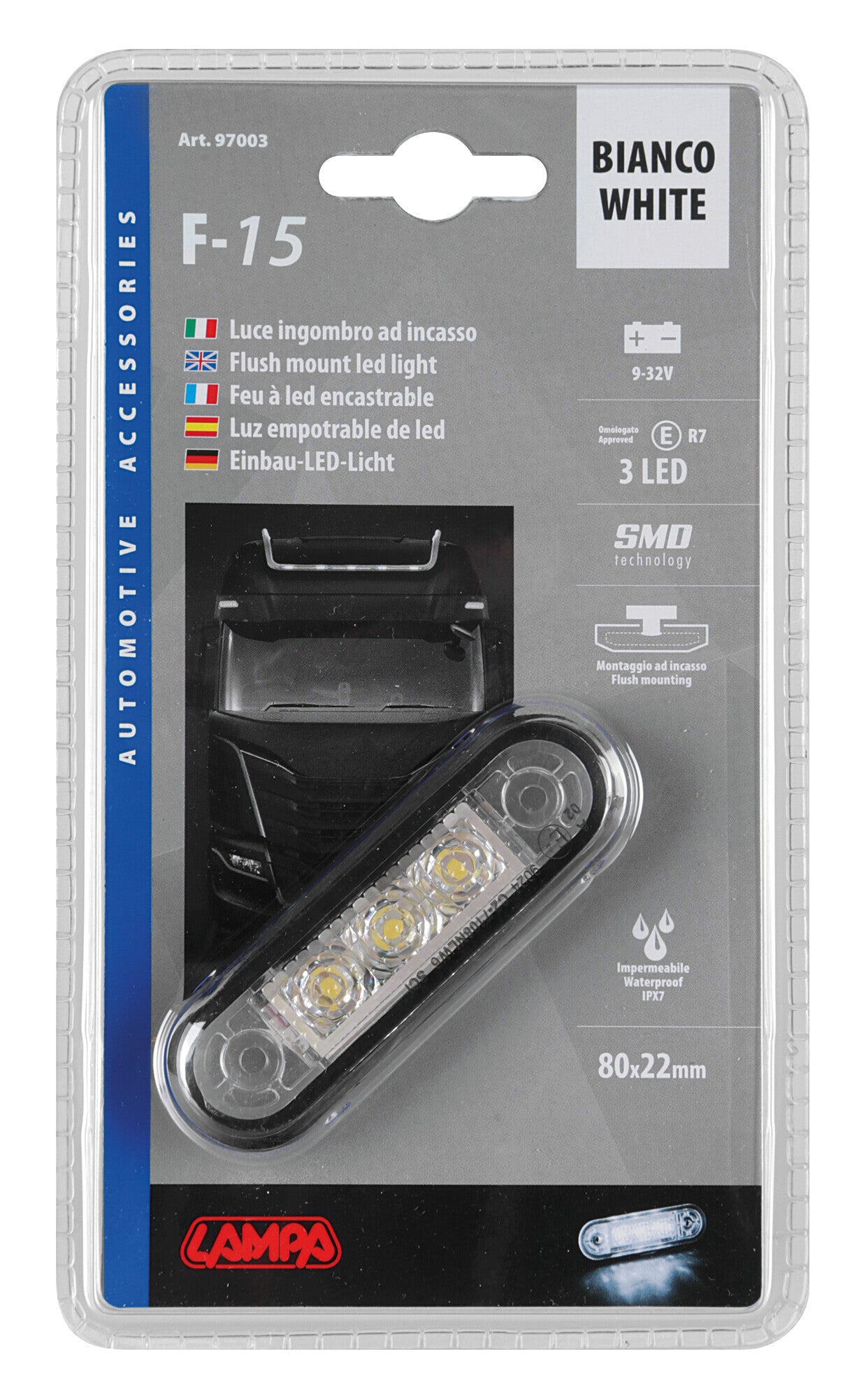 Luce ingombro - 3 Led - 12/24V - Bianco
