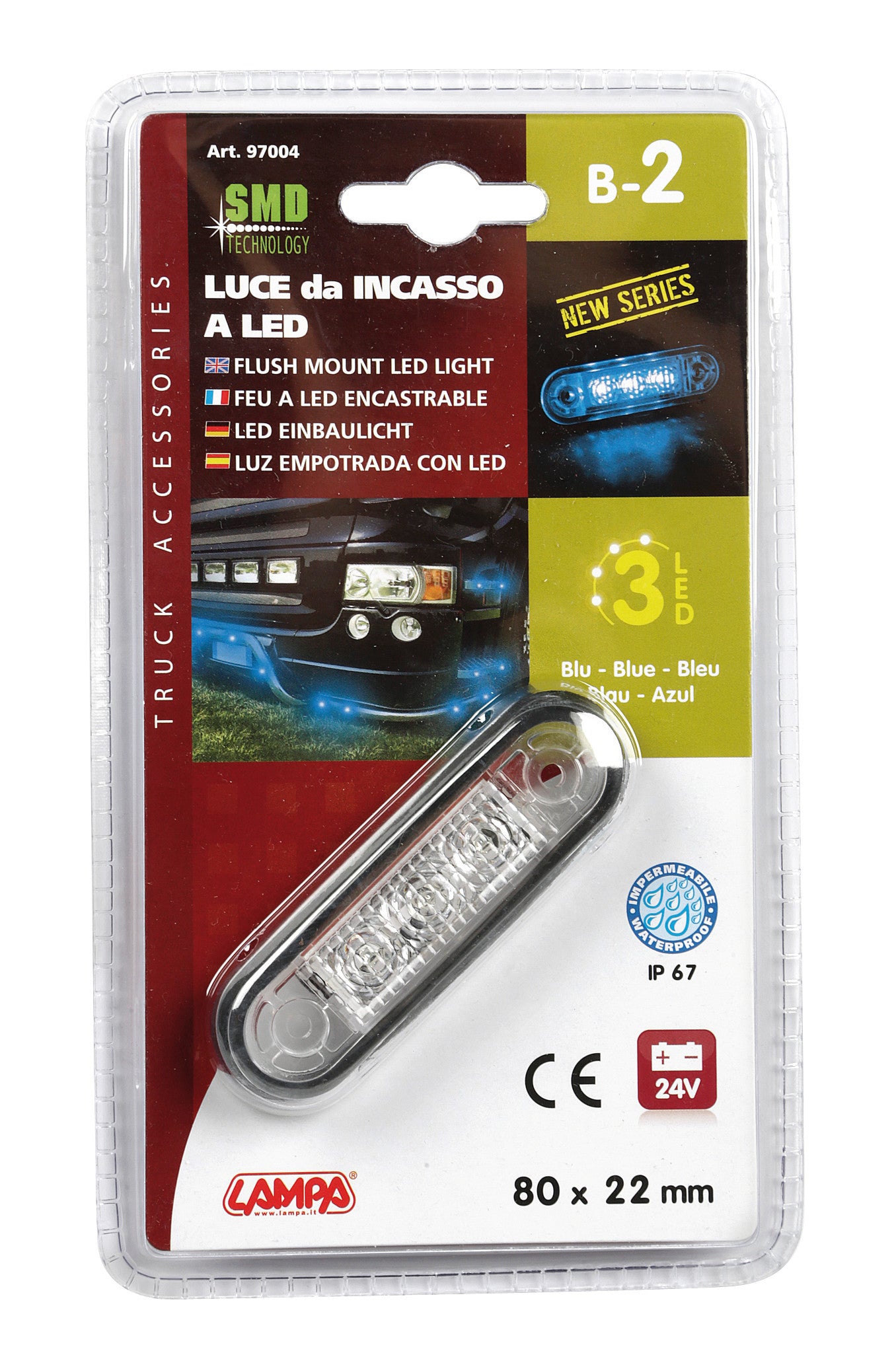 Luce decorativa - 3 Led - 12/24V - Blu
