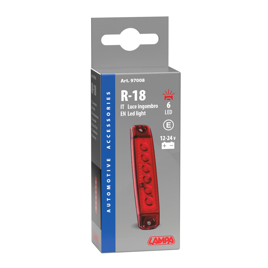 Luce ingombro - 6 Led - 12/24V - Rosso
