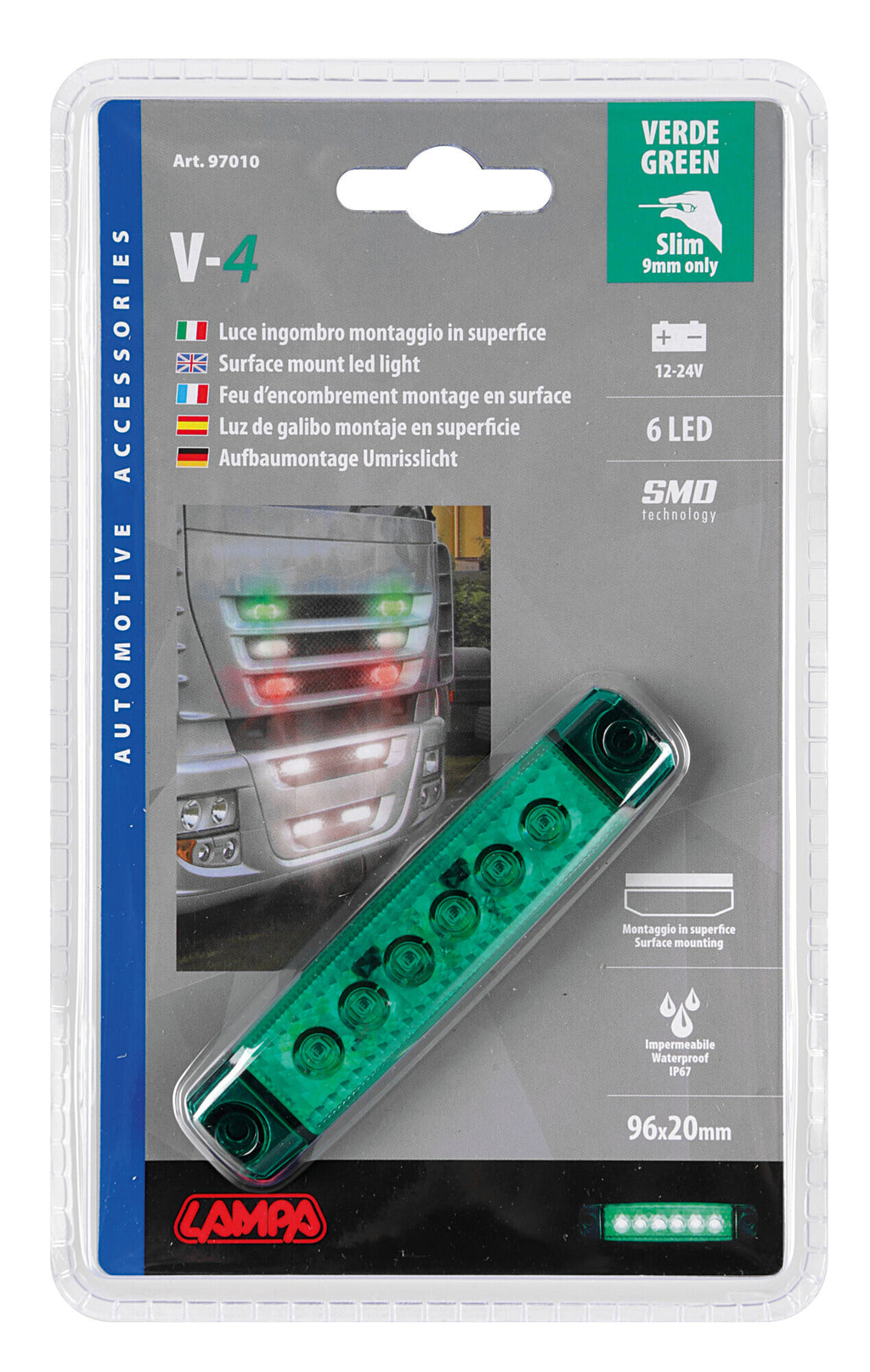 Luce decorativa - 6 Led - 12/24V - Verde