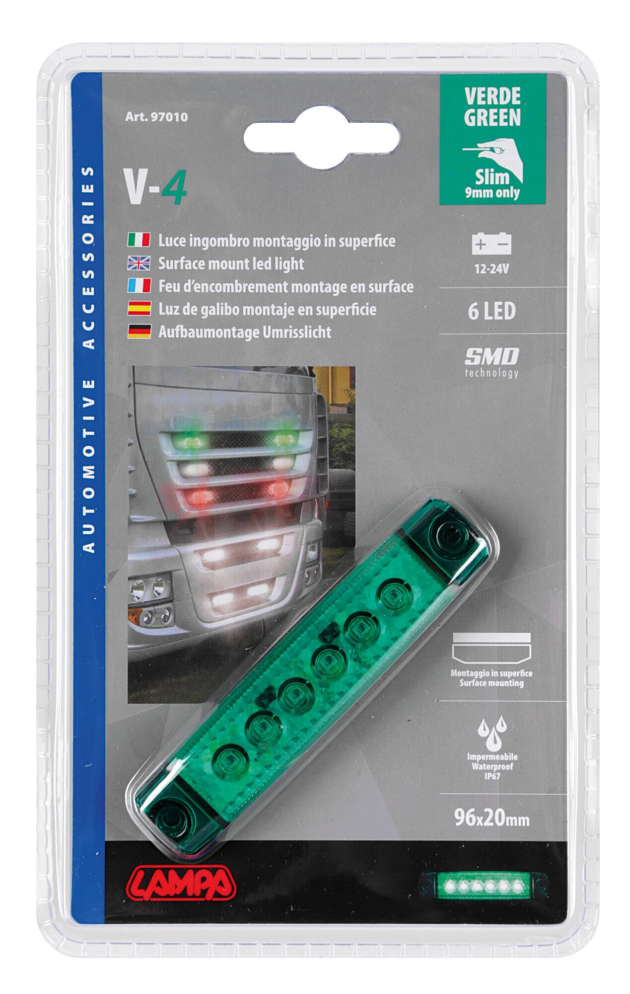 Luce decorativa - 6 Led - 12/24V - Verde