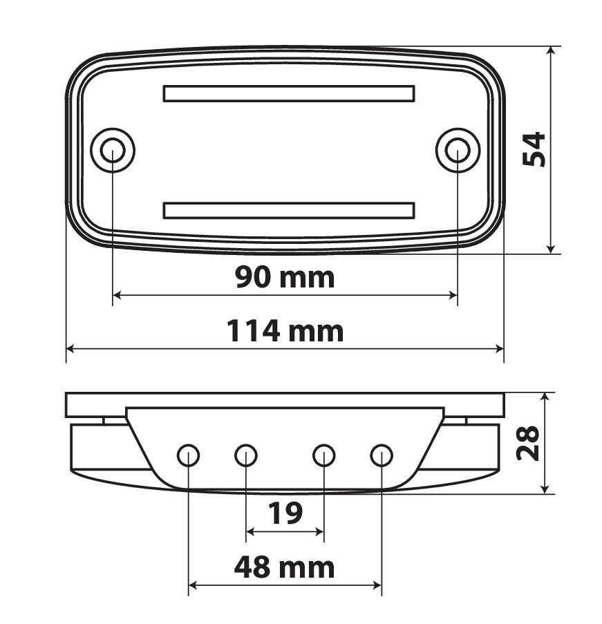 Luce ingombro con catarifrangente e staffa - 2 Led - 12/24V - Arancio