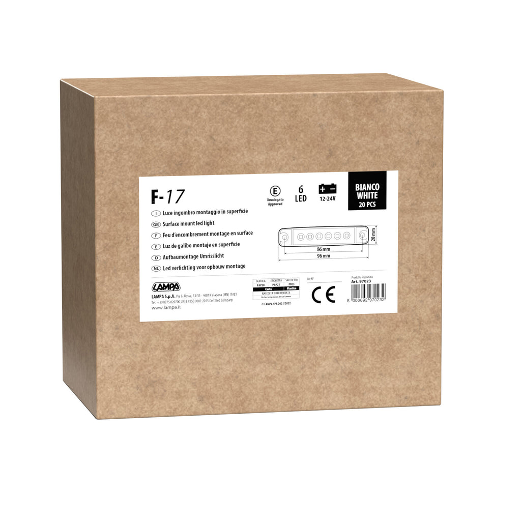 Set 20 pz, luce ingombro - 6 Led - 12/24V - Bianco