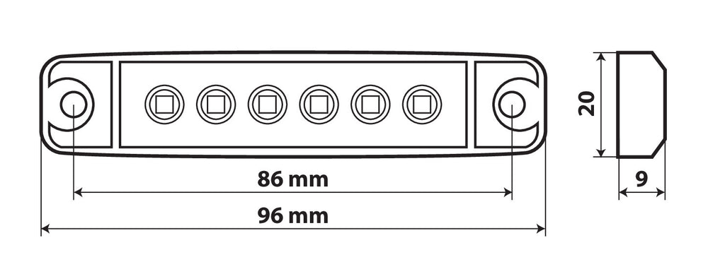 Set 20 pz, luce ingombro - 6 Led - 12/24V - Bianco