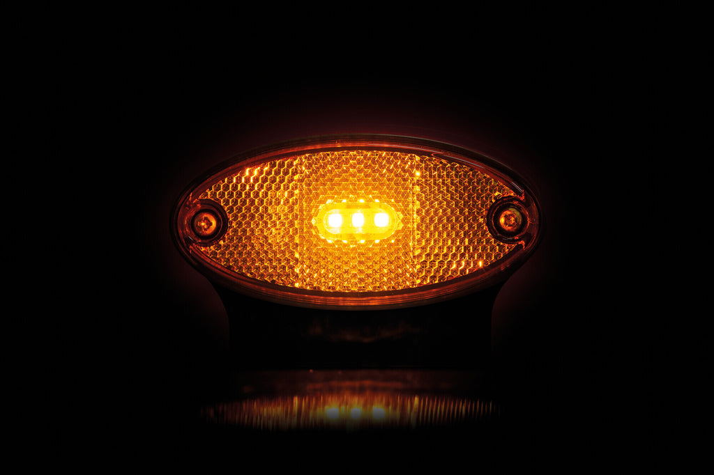 Luce ingombro con catarifrangente e staffa - 3 Led - 12/24V - Arancio