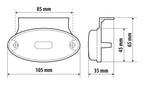 Luce ingombro con catarifrangente e staffa - 3 Led - 12/24V - Arancio