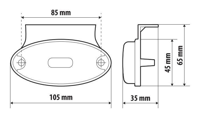 Luce ingombro con catarifrangente e staffa - 3 Led - 12/24V - Arancio