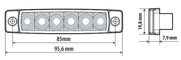 Luce ingombro - 6 Led - 12/24V - Rosso