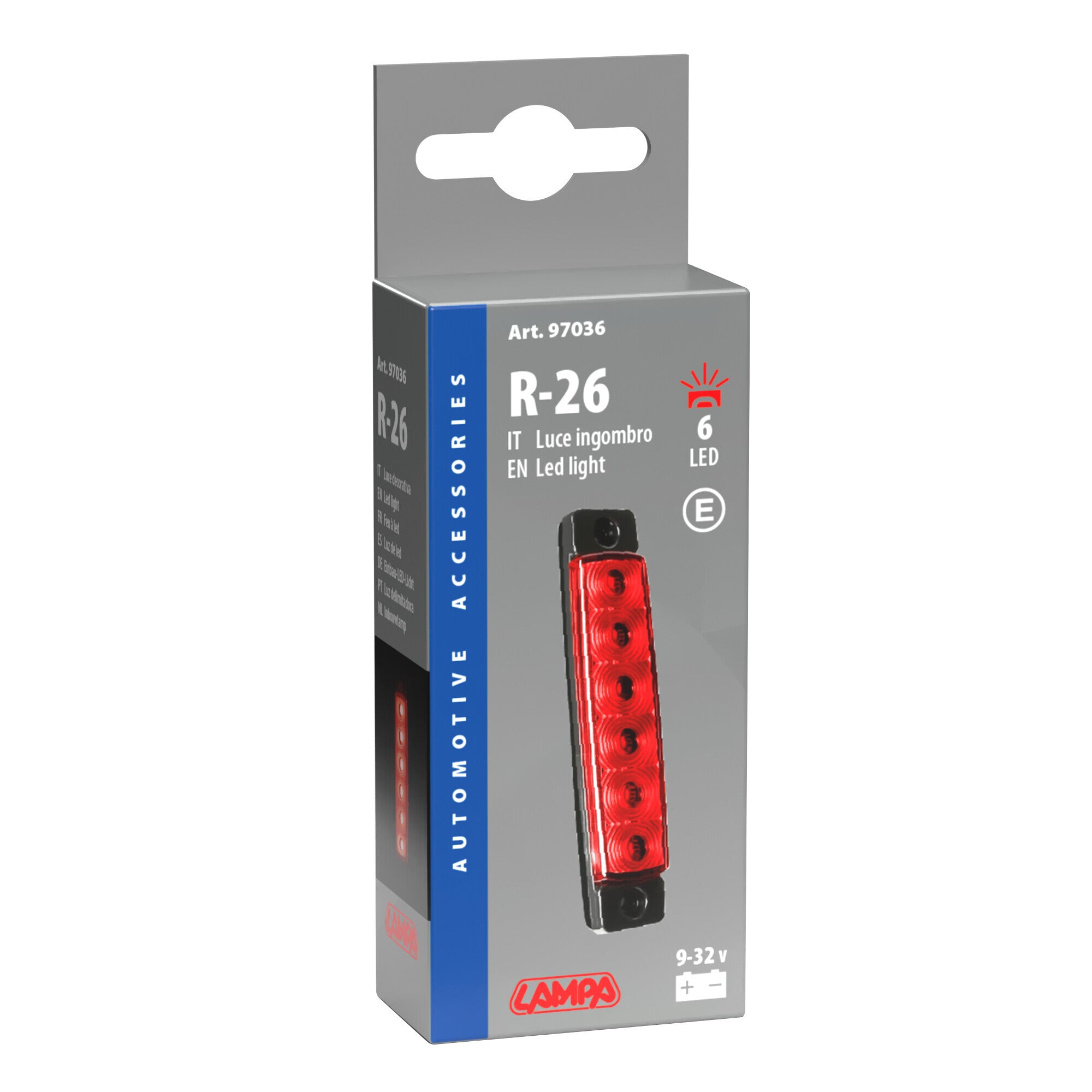 Luce ingombro - 6 Led - 12/24V - Rosso