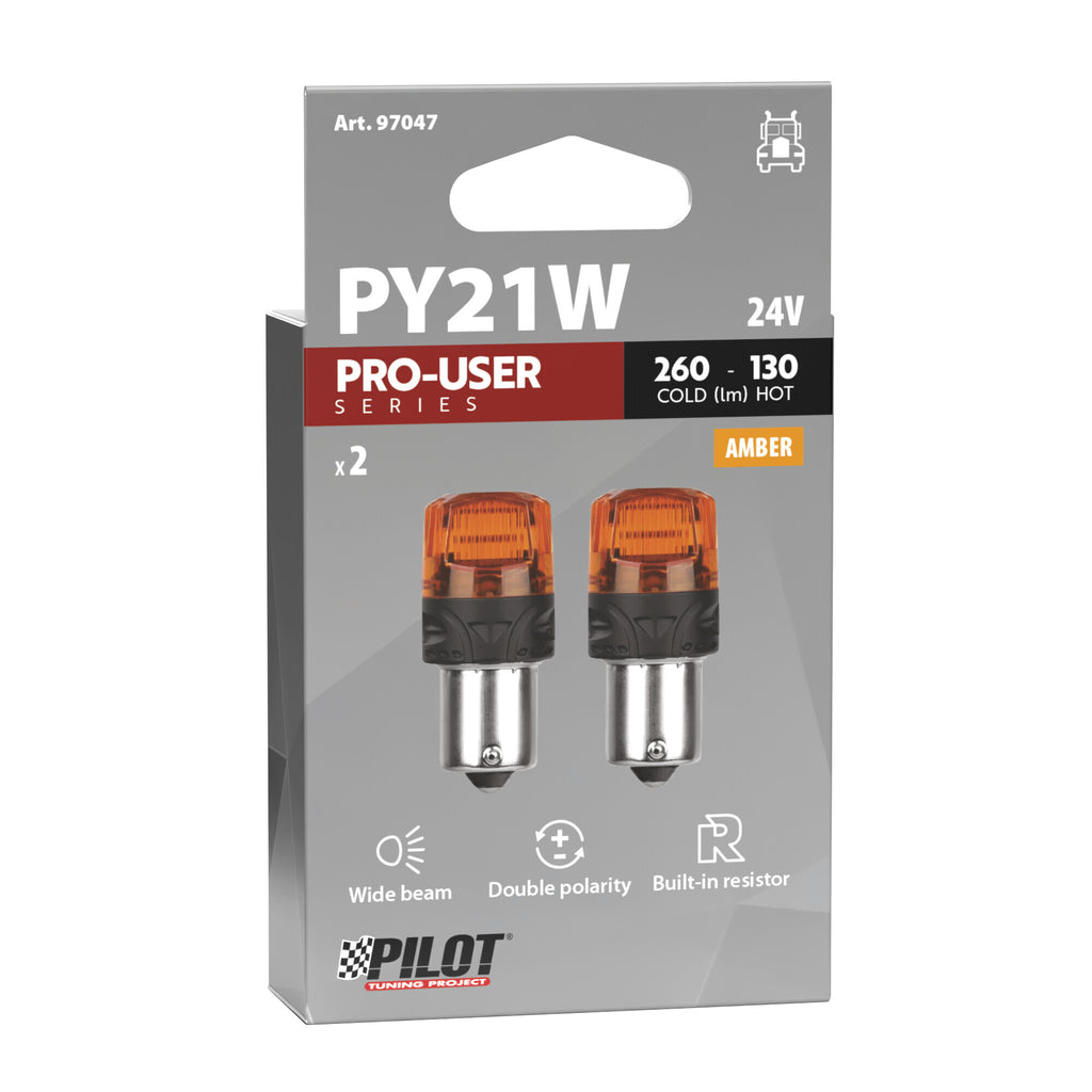 24V Pro-User Series - (PY21W) - BAU15s - 2 pz - Scatola - Arancio - Doppia polarità - Resistenza incorporata