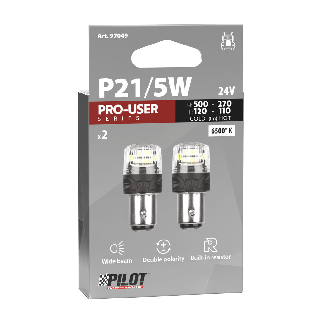 24V Pro-User Series - (P21/5W) - BAY15d - 2 pz - Scatola - Bianco - Doppia polarità - Resistenza incorporata