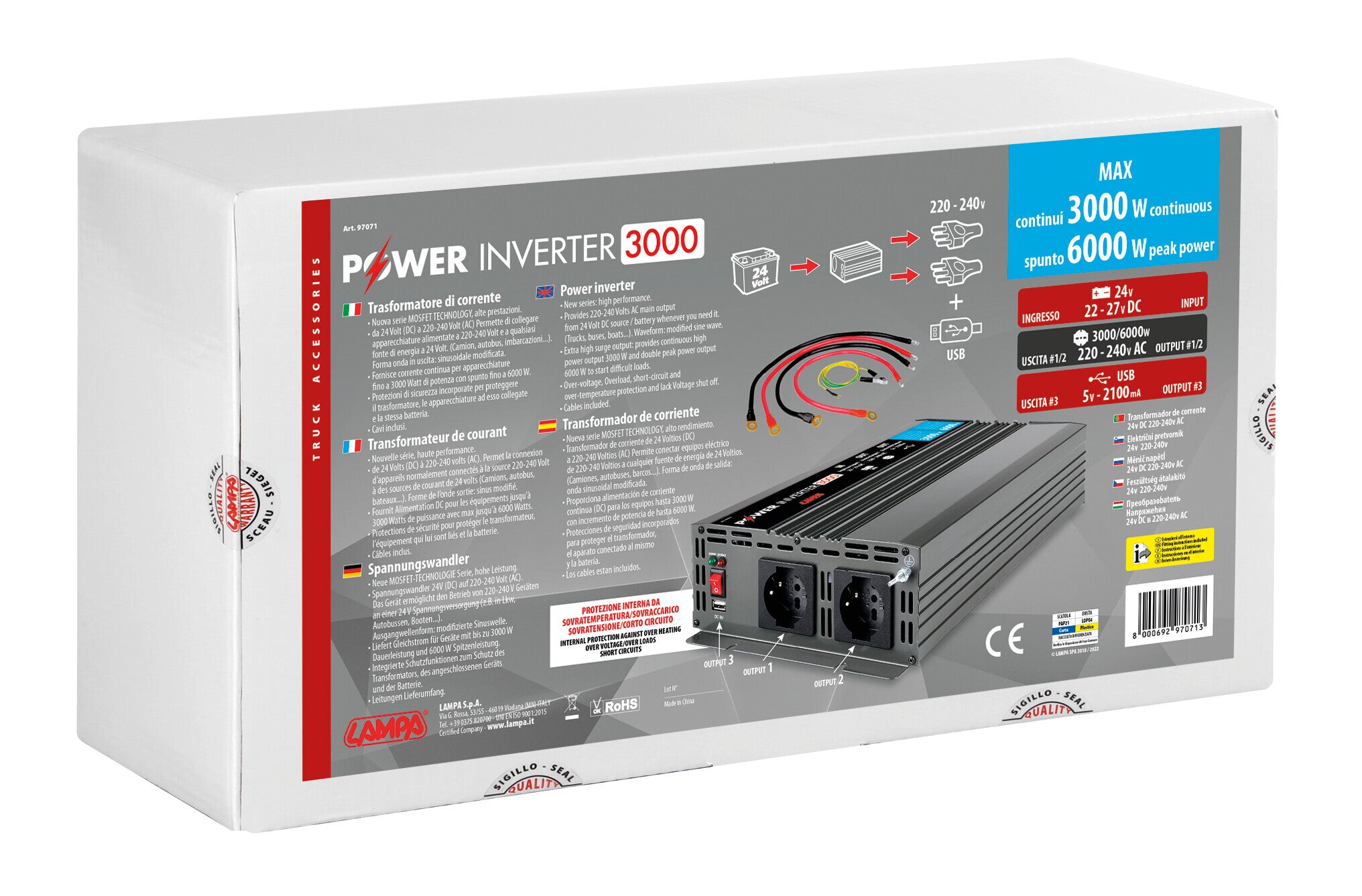 Power Inverter 3000, trasformatore 24V > 220V