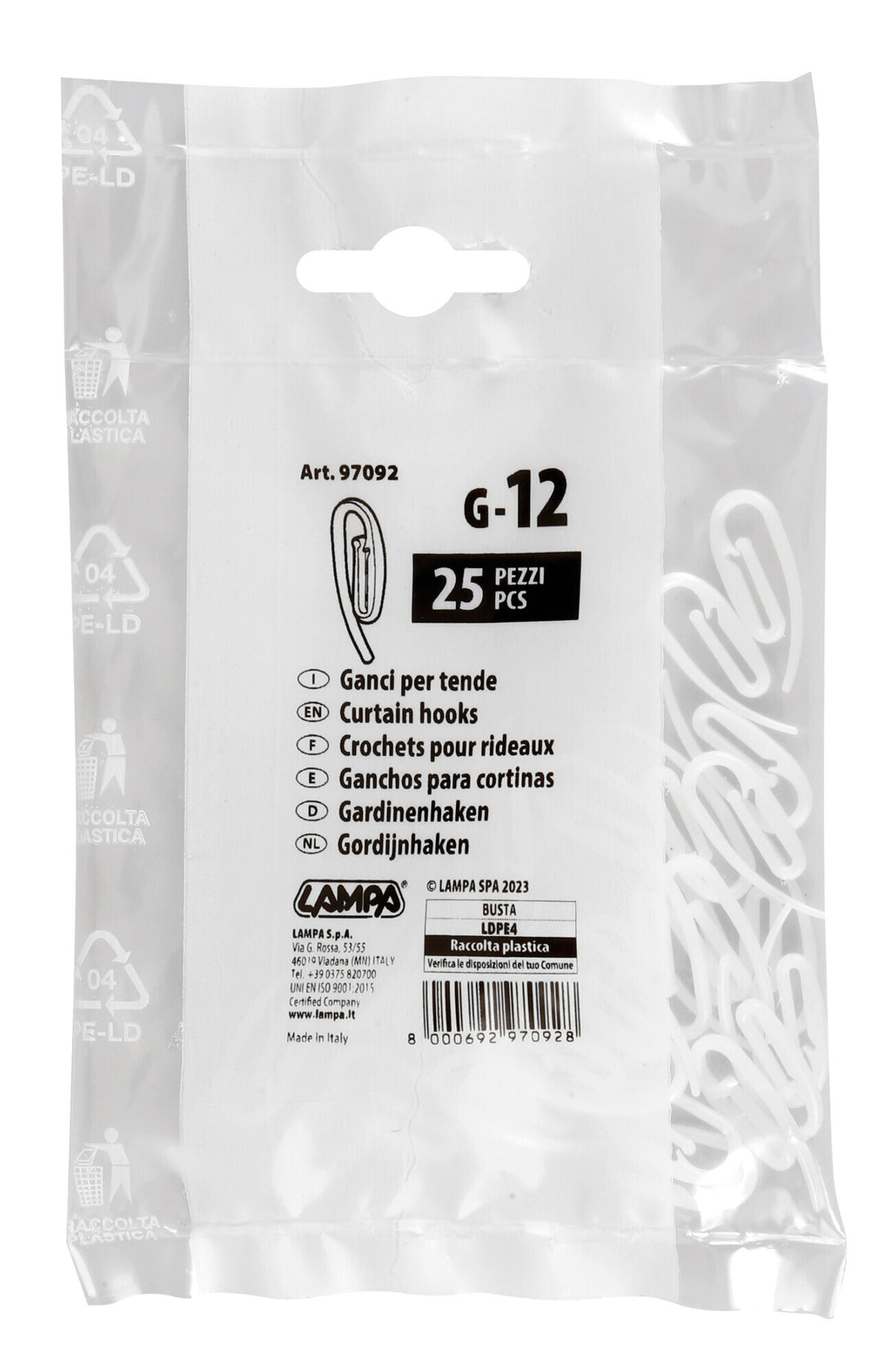 Ganci per tende - G-12 - 25 pz