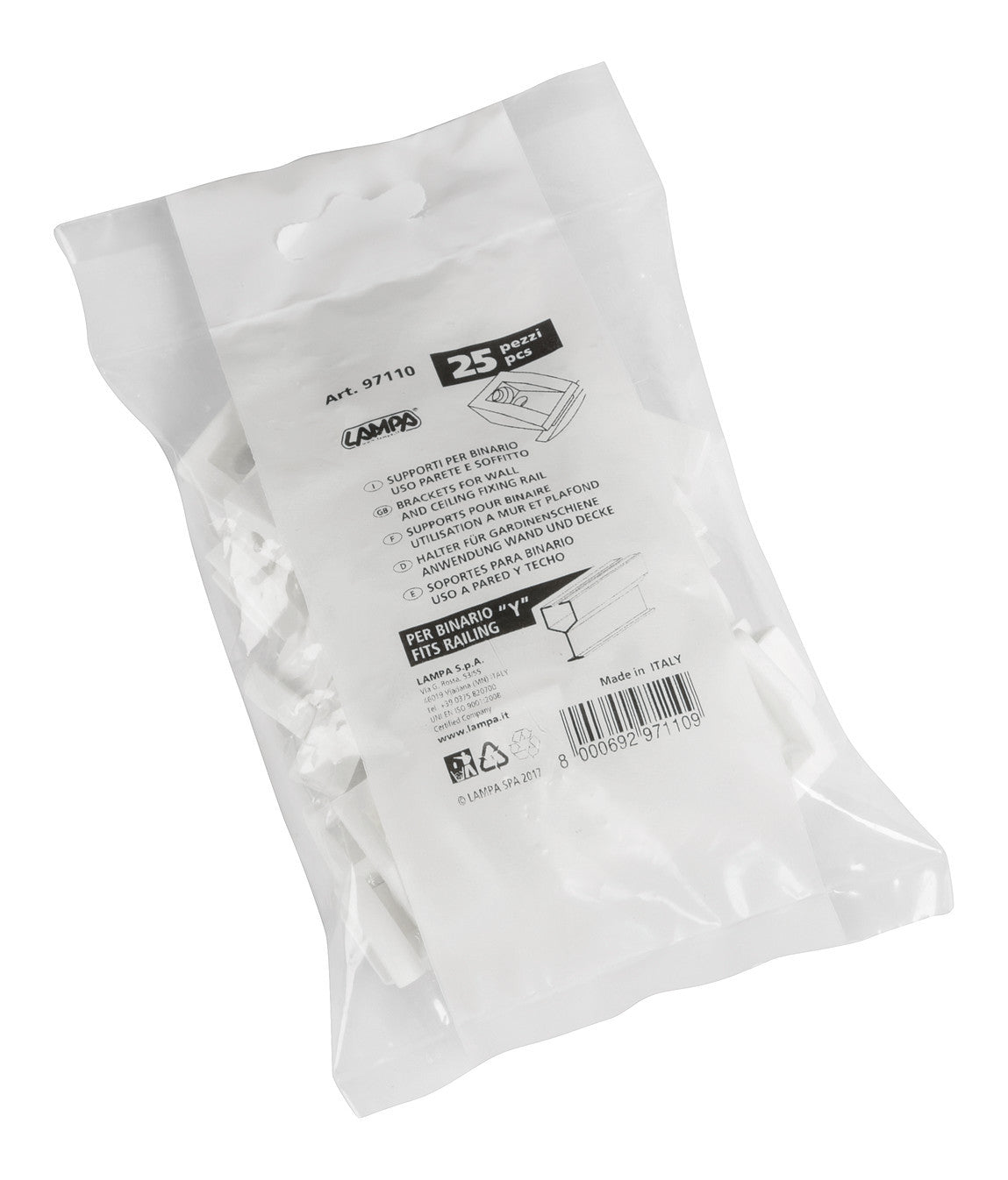 Set 25 supporti per binario uso parete e soffitto
