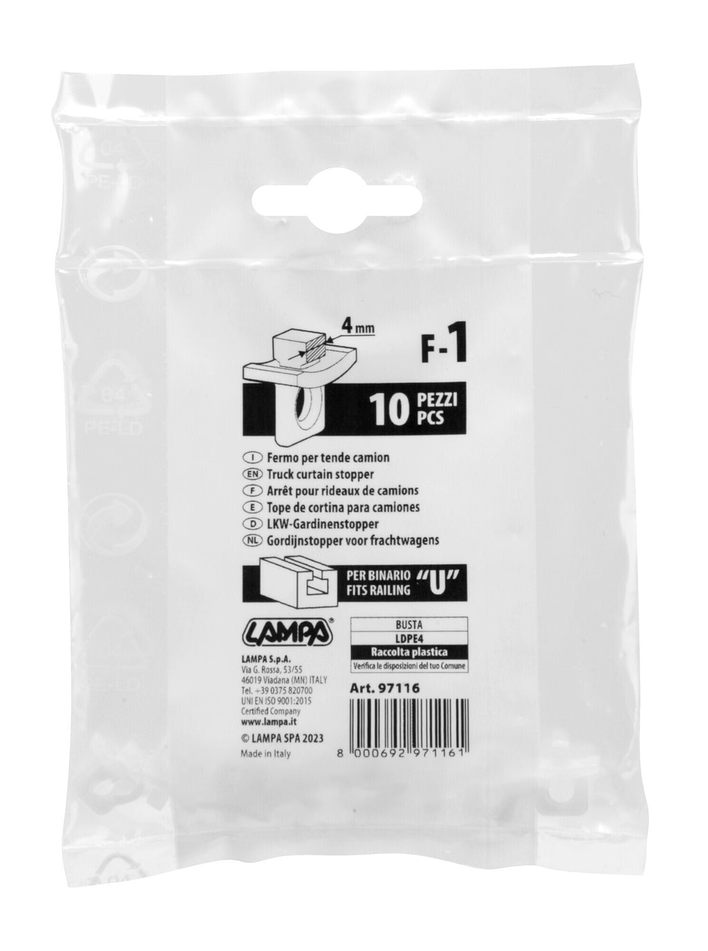 F-1, set 10 fermi per binario tipo "U" - 4 mm