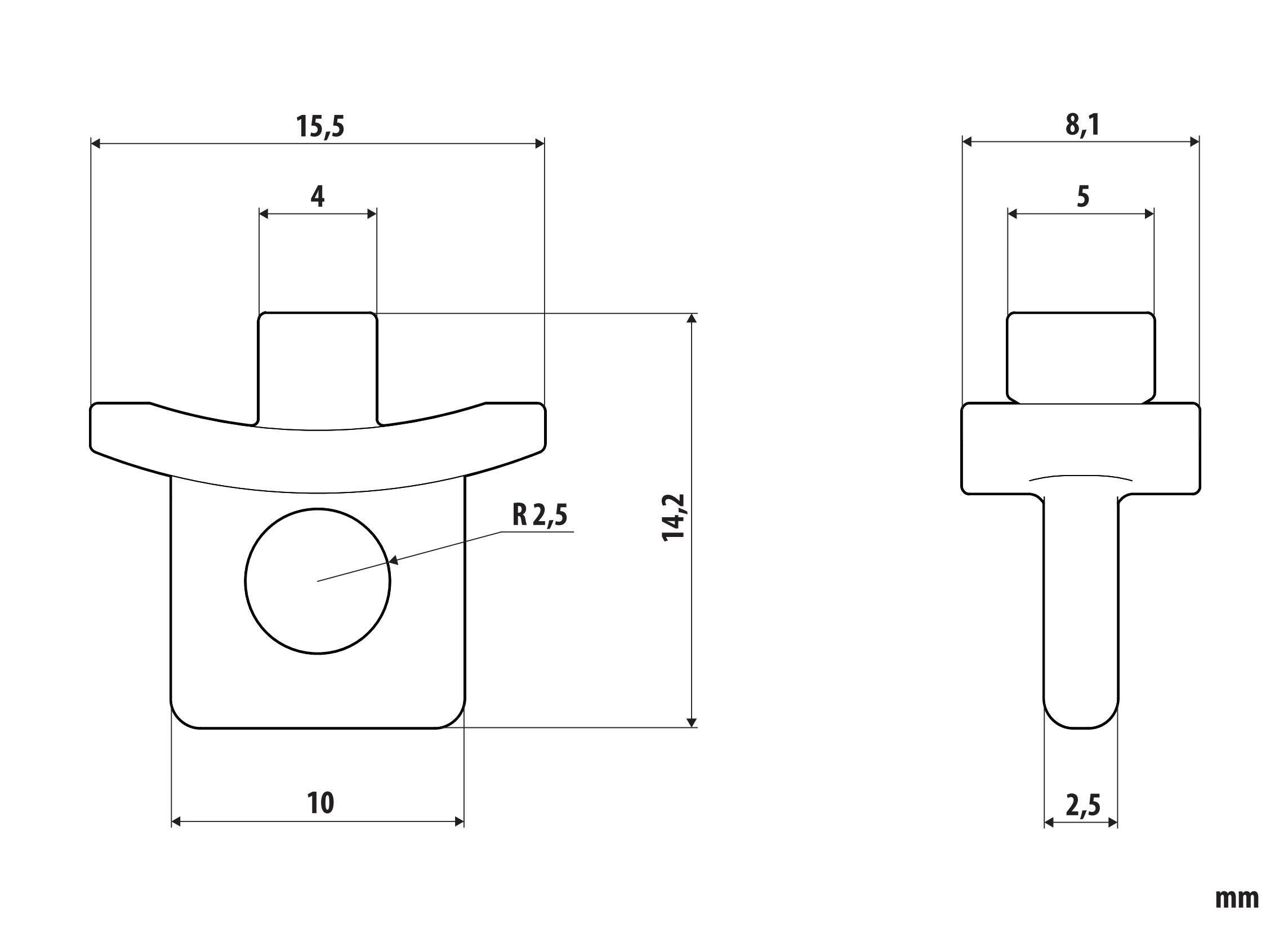 F-1, set 10 fermi per binario tipo "U" - 4 mm