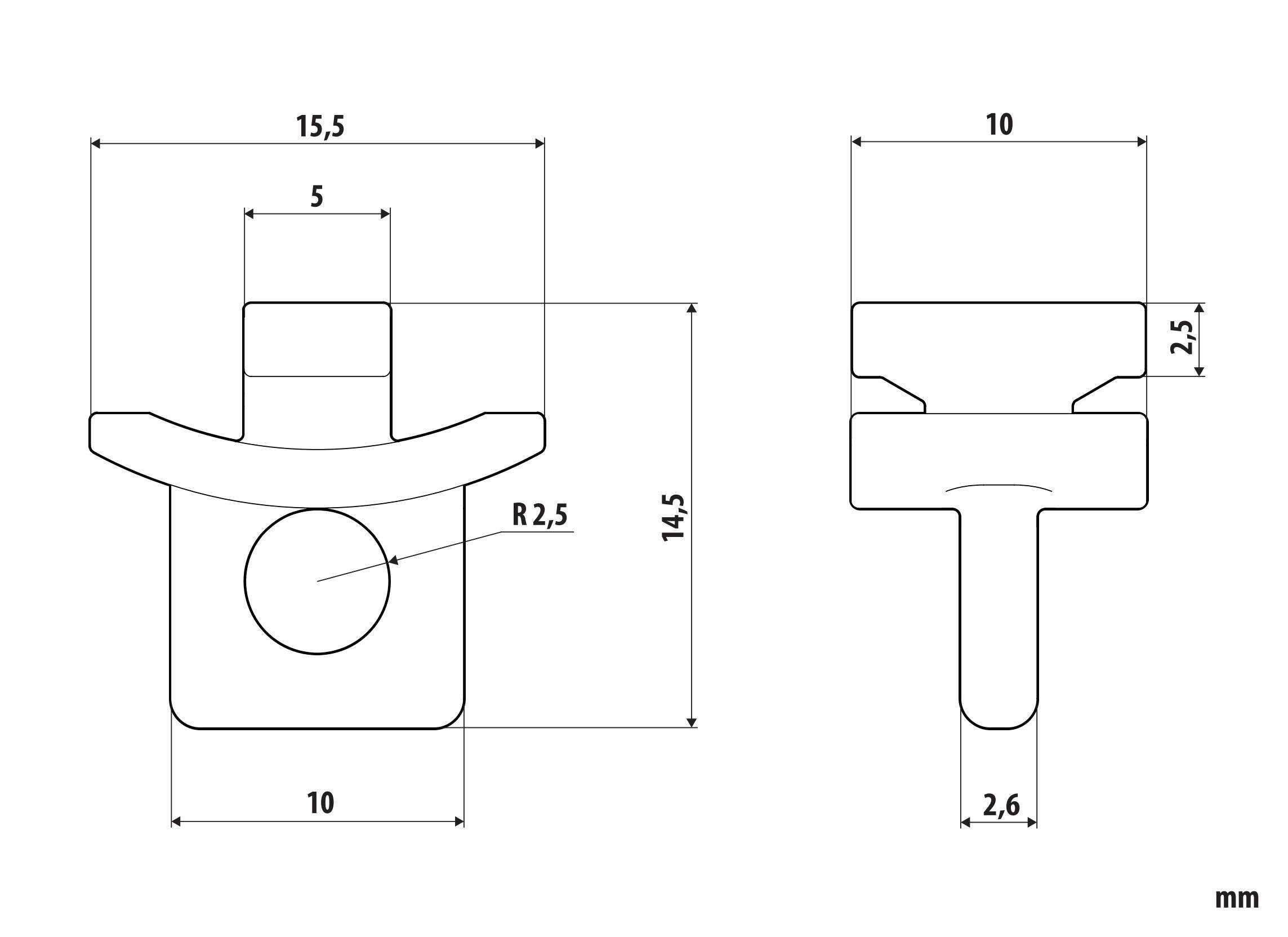 F-2, set 10 fermi per binario tipo "U" - 6 mm