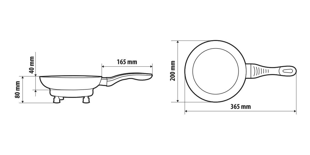 Electric Frying Pan, padella elettrica - Ø 20 cm - 24V - 270W - 13A