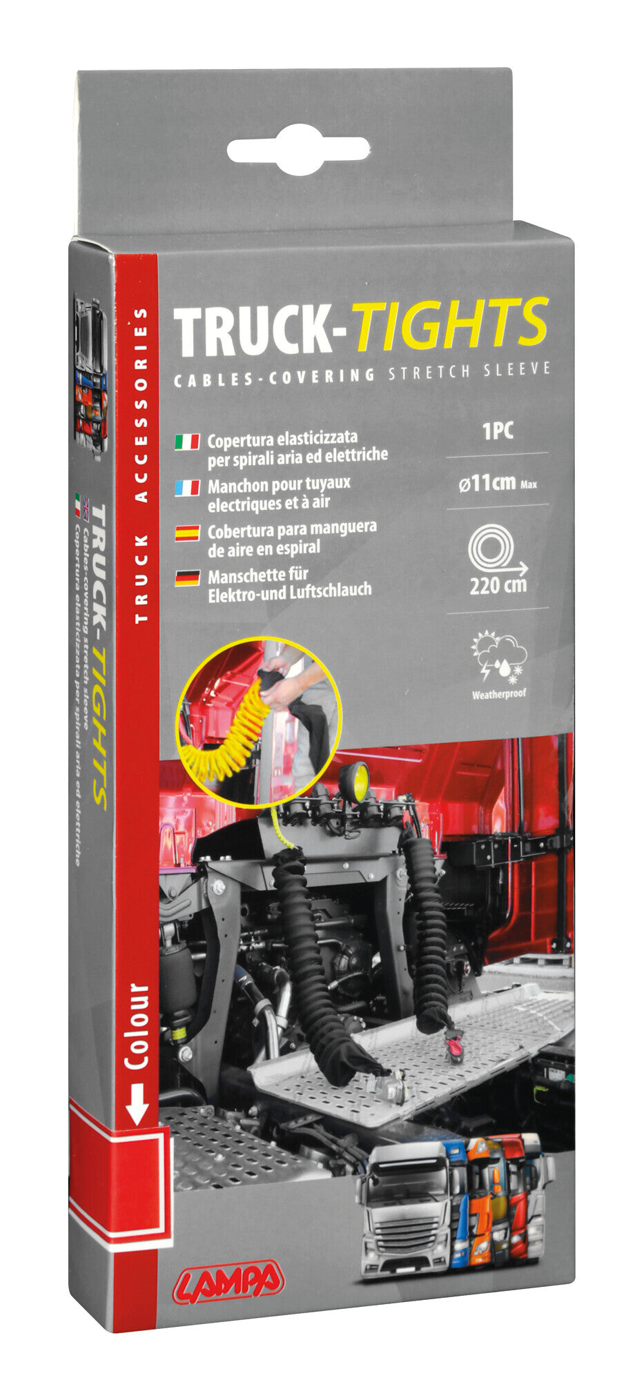 Truck-tights, copertura elasticizzata per spirali aria ed elettriche - Rosso