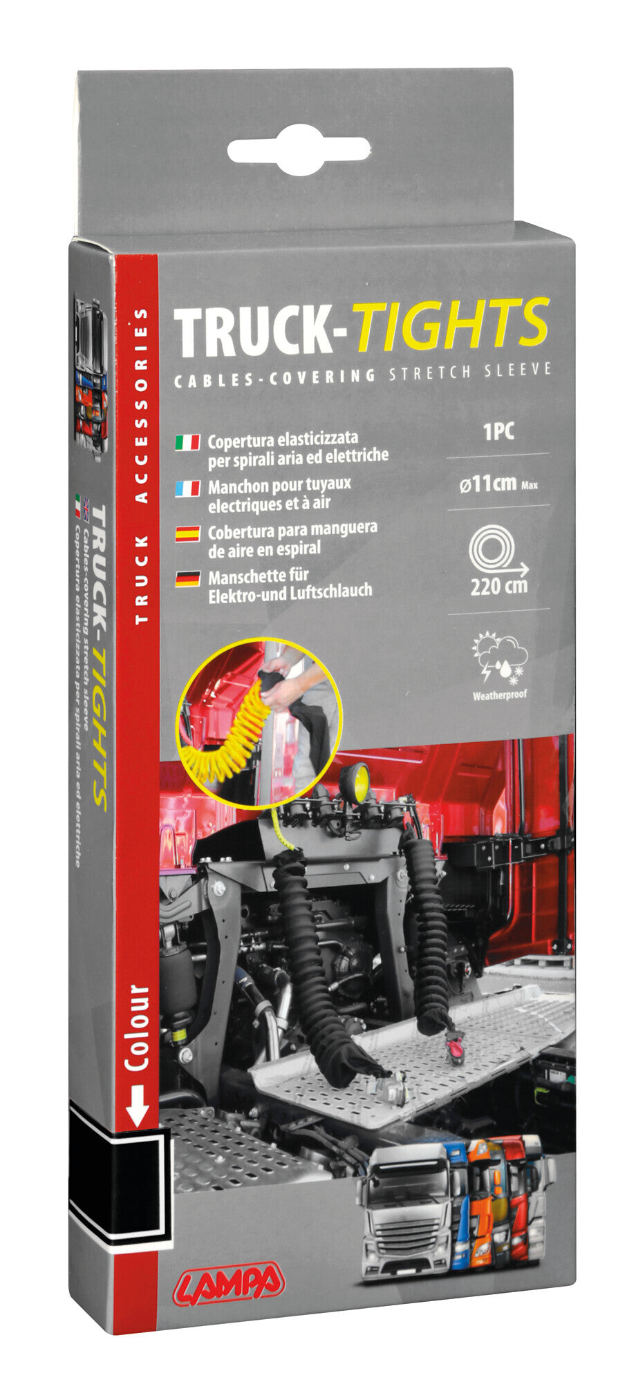 Truck-tights, copertura elasticizzata per spirali aria ed elettriche - Nero